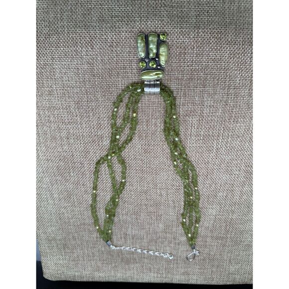 Exquisite Multi-Strand Peridot & Freshwater Pearl Couture Necklace Stamped DR925 - Picture 3 of 9